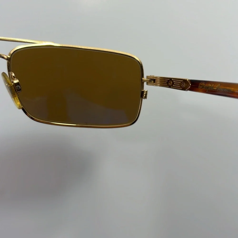 RALPH LAUREN PURPLE LABLE 9510T UNISEX SUNGLASSES 18K GOLD PLATED TITANIUM